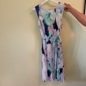 Calvin Klein Pleated Pastel Floral Dress